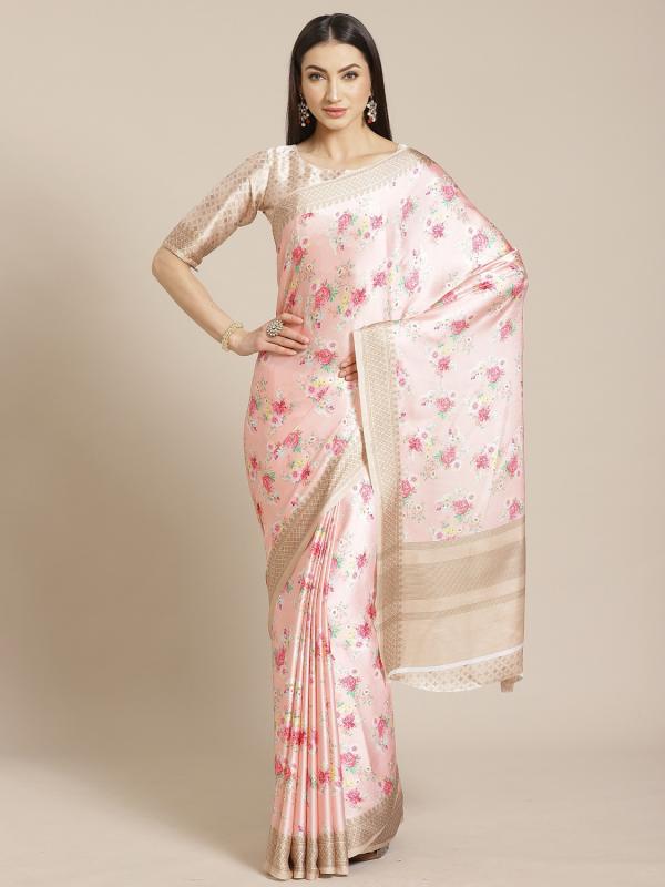 Apple Folwery 4-Satin-Crepe-Fancy-Saree